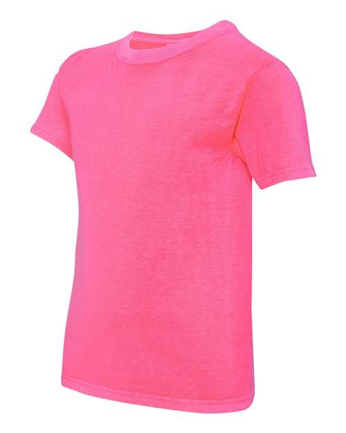 Comfort Colors Garment-Dyed Youth Heavyweight T-Shirt 9018 Neon Pink Custom Embroidered Business Logo
