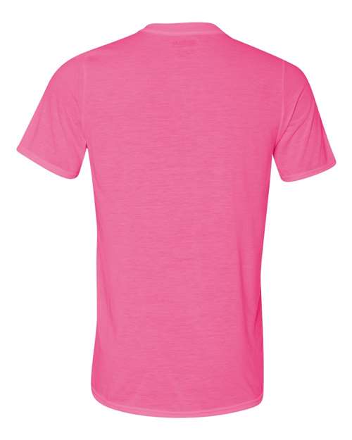 Gildan Performance® T-Shirt 42000 Safety Pink Custom Embroidered Business Logo