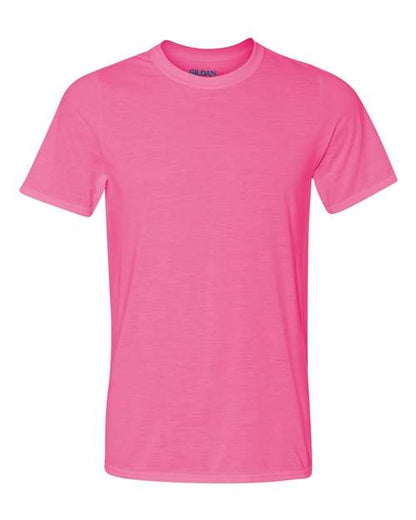 Gildan Performance® T-Shirt 42000 Safety Pink Custom Embroidered Business Logo