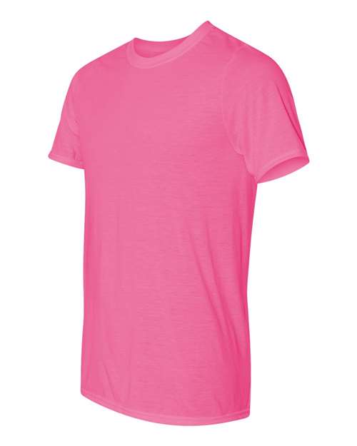 Gildan Performance® T-Shirt 42000 Safety Pink Custom Embroidered Business Logo