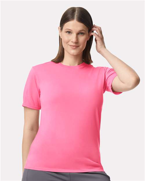 Custom Embroidered  Gildan Performance® T-Shirt 42000 Safety Pink