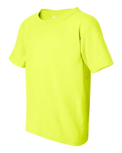 Gildan Heavy Cotton™ Youth T-Shirt 5000B Safety Green Custom Embroidered Business Logo