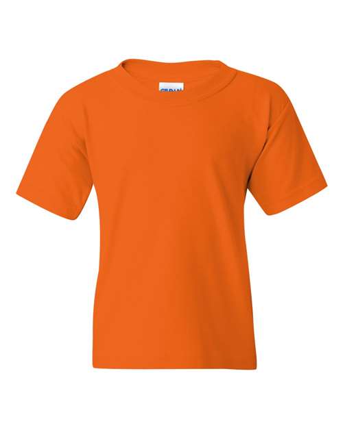Gildan Heavy Cotton™ Youth T-Shirt 5000B Safety Orange Custom Embroidered Business Logo