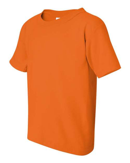 Gildan Heavy Cotton™ Youth T-Shirt 5000B Safety Orange Custom Embroidered Business Logo