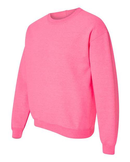 Gildan Heavy Blend™ Crewneck Sweatshirt 18000 Safety Pink Custom Embroidered Business Logo
