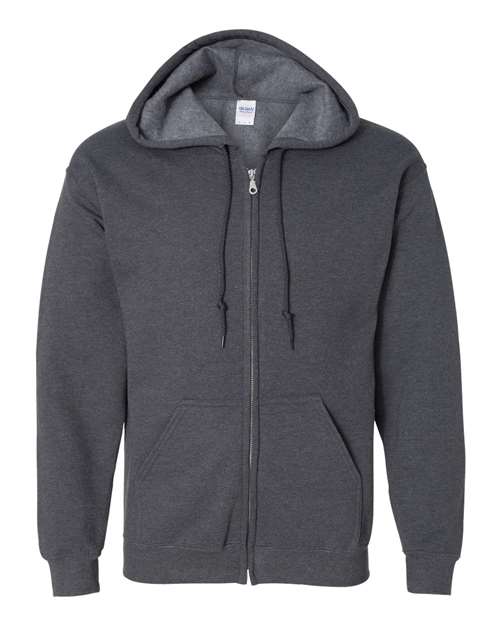 Gildan Heavy Blend™ Full-Zip Hooded Sweatshirt 18600 Dark Heather Custom Embroidered Business Logo