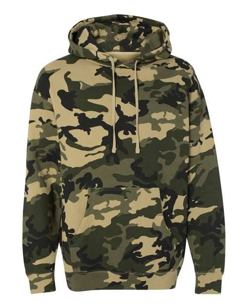 Independent Trading Co. Heavyweight Hooded Sweatshirt IND4000 Army Camo Custom Embroidered Business Logo