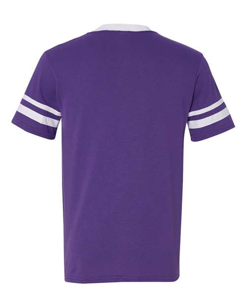 Augusta Sportswear V-Neck Jersey with Striped Sleeves 360 Purple/ White