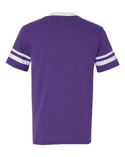 Augusta Sportswear V-Neck Jersey with Striped Sleeves 360 Purple/ White