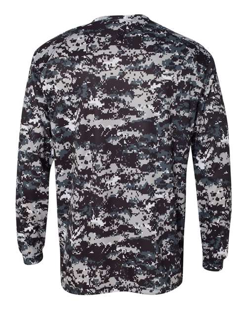 Custom EmbroideredBadger Men's Digital Camo Long Sleeve T-Shirt 3402 Black Digital
