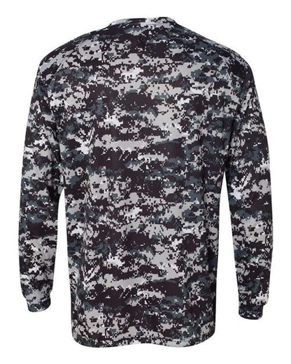 Custom EmbroideredBadger Men's Digital Camo Long Sleeve T-Shirt 3402 Black Digital