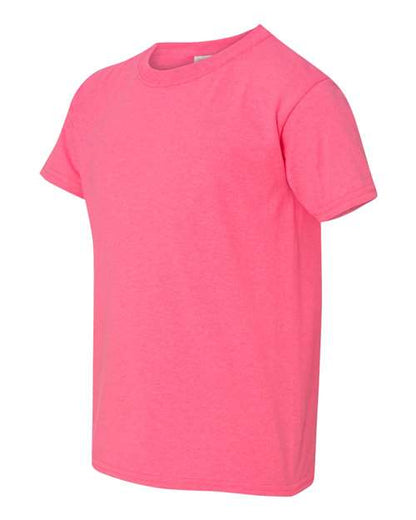 Gildan Heavy Cotton™ Youth T-Shirt 5000B Safety Orange Custom Embroidered Business Logo