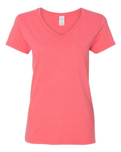 Gildan Heavy Cotton™ Women’s V-Neck T-Shirt 5V00L Custom Embroidered Business Logo