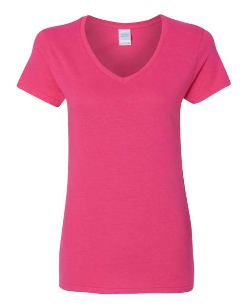 Gildan Heavy Cotton™ Women’s V-Neck T-Shirt 5V00L Custom Embroidered Business Logo