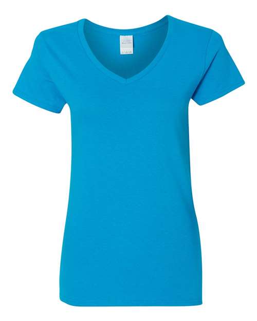 Gildan Heavy Cotton™ Women’s V-Neck T-Shirt 5V00L Custom Embroidered Business Logo