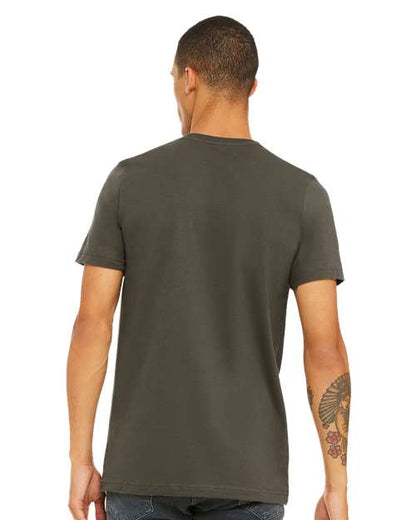 BELLA + CANVAS Jersey Tee 3001 Army Custom Embroidered Business Logo