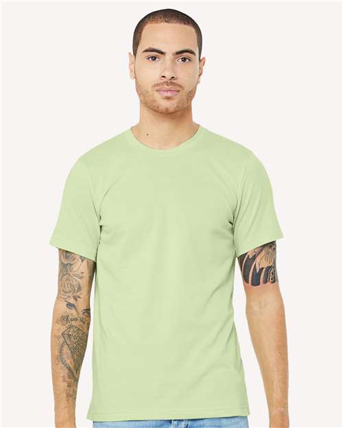 BELLA + CANVAS Jersey Tee 3001 Spring Green Custom Embroidered Business Logo