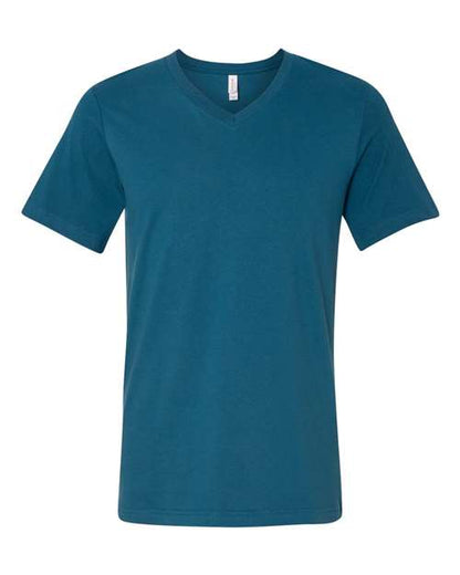 BELLA + CANVAS Jersey V-Neck Tee 3005 Deep Teal Custom Embroidered Business Logo