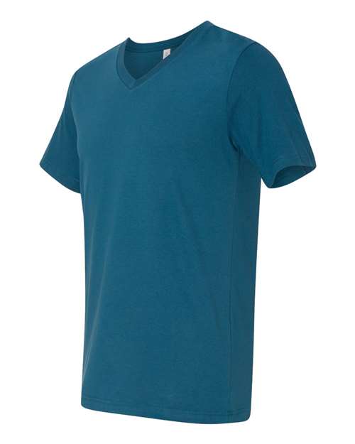 BELLA + CANVAS Jersey V-Neck Tee 3005 Deep Teal Custom Embroidered Business Logo