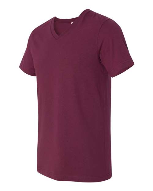 BELLA + CANVAS Jersey V-Neck Tee 3005 Maroon Custom Embroidered Business Logo