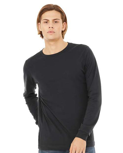 Custom Embroidered  BELLA + CANVAS Jersey Long Sleeve Tee 3501 Dark Grey