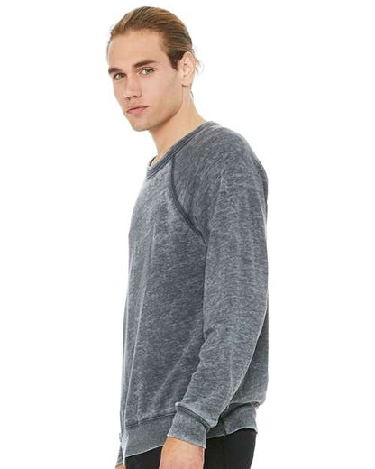 BELLA + CANVAS Sponge Fleece Raglan Crewneck Sweatshirt 3901 Grey Acid Wash