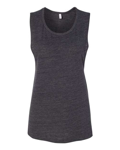 BELLA + CANVAS Women's Flowy Scoop Muscle Tank 8803 Charcoal Black Slub