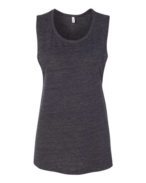 BELLA + CANVAS Women's Flowy Scoop Muscle Tank 8803 Charcoal Black Slub