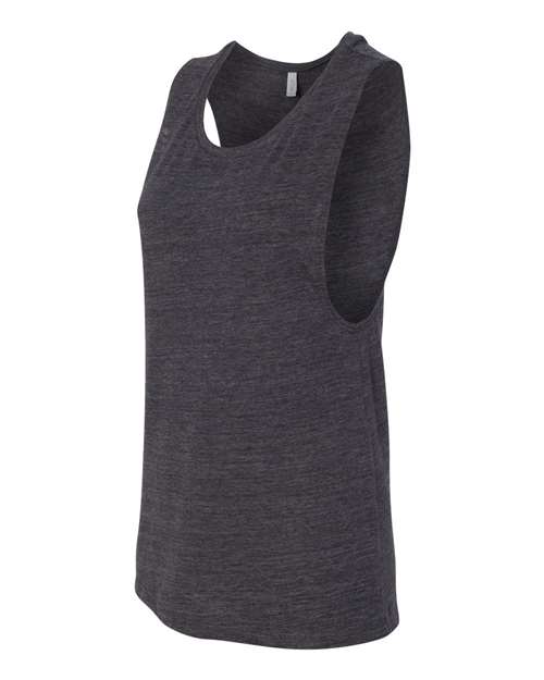 BELLA + CANVAS Women's Flowy Scoop Muscle Tank 8803 Charcoal Black Slub