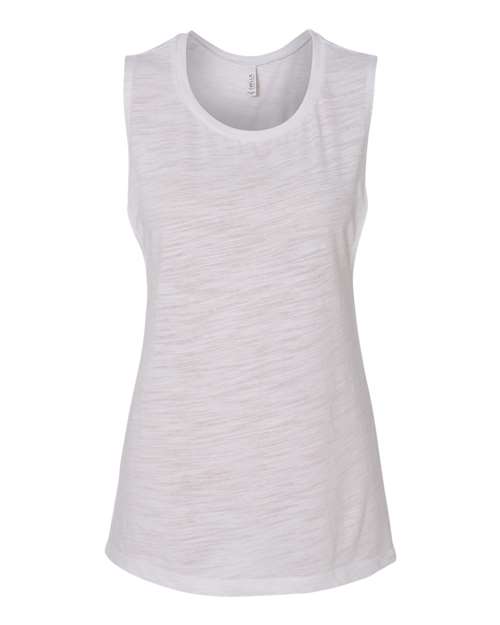 BELLA + CANVAS Women's Flowy Scoop Muscle Tank 8803 White Slub