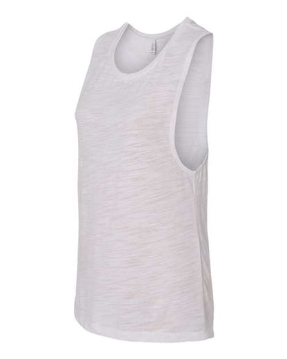 BELLA + CANVAS Women's Flowy Scoop Muscle Tank 8803 White Slub