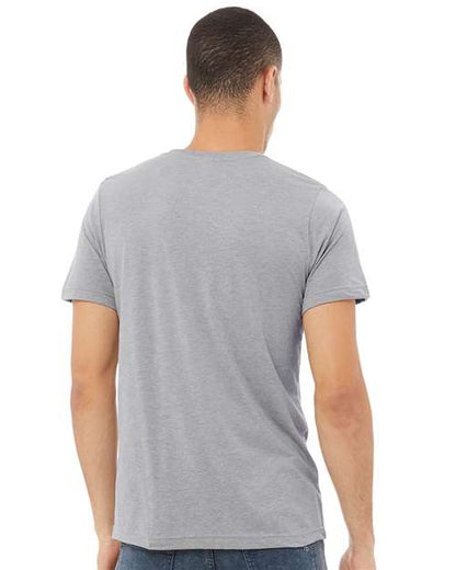 BELLA + CANVAS Triblend Tee 3413 Athletic Grey Triblend Custom Embroidered Business Logo
