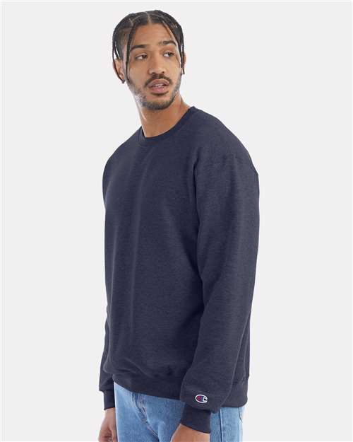Champion Powerblend® Crewneck Sweatshirt S600 Navy Heather Custom Embroidered Business Logo