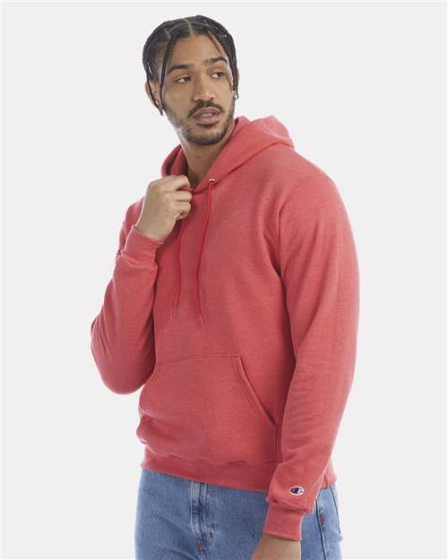 Champion Powerblend® Hooded Sweatshirt S700 Scarlet Heather Custom Embroidered Business Logo