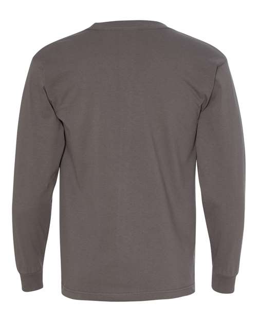 Bayside USA-Made Long Sleeve Pocket T-Shirt 8100 Charcoal