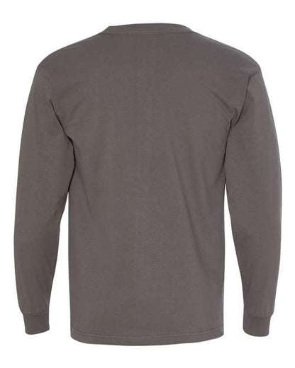 Bayside USA-Made Long Sleeve Pocket T-Shirt 8100 Charcoal
