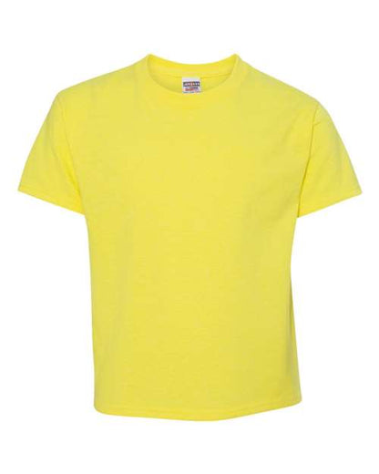JERZEES Dri-Power® Youth 50/50 T-Shirt 29BR Neon Yellow Custom Embroidered Business Logo