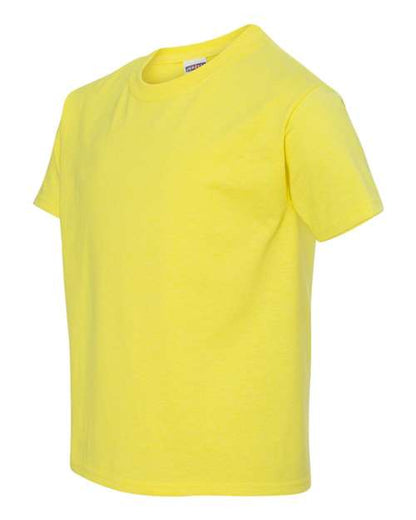JERZEES Dri-Power® Youth 50/50 T-Shirt 29BR Neon Yellow Custom Embroidered Business Logo