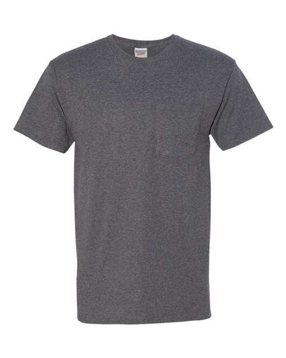 JERZEES Dri-Power® 50/50 Pocket T-Shirt 29MPR Black Heather Custom Embroidered Business Logo