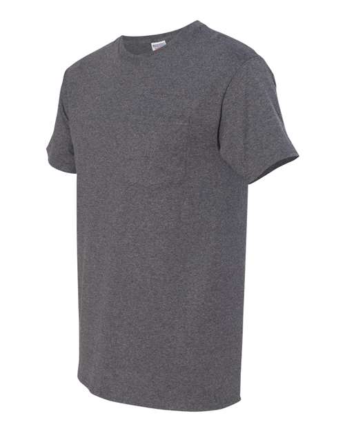JERZEES Dri-Power® 50/50 Pocket T-Shirt 29MPR Black Heather Custom Embroidered Business Logo