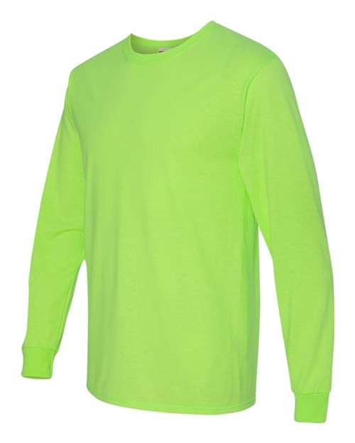 JERZEES Dri-Power® Long Sleeve 50/50 T-Shirt 29LSR Neon Green Custom Embroidered Business Logo