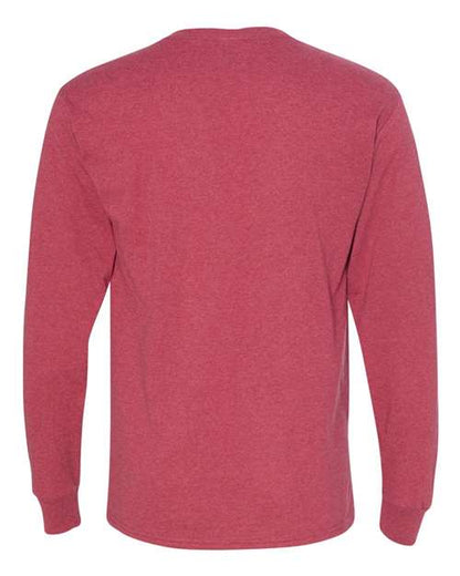 JERZEES Dri-Power® Long Sleeve 50/50 T-Shirt 29LSR Vintage Heather Red Custom Embroidered Business Logo