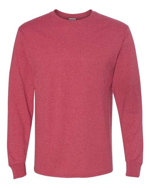 JERZEES Dri-Power® Long Sleeve 50/50 T-Shirt 29LSR Vintage Heather Red Custom Embroidered Business Logo