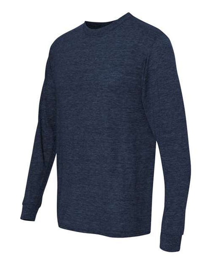 JERZEES Dri-Power® Long Sleeve 50/50 T-Shirt 29LSR Vintage Heather Navy Custom Embroidered Business Logo