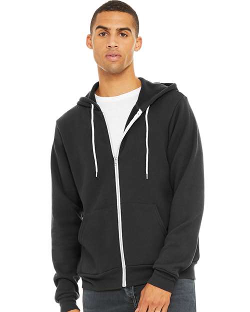 Custom Embroidered  BELLA + CANVAS Sponge Fleece Full-Zip Hoodie 3739 Dark Grey