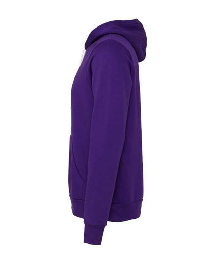 BELLA + CANVAS Sponge Fleece Hoodie 3719 Team Purple Custom Embroidered Business Logo