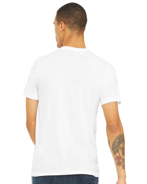 BELLA + CANVAS Triblend Tee 3413 Solid White Triblend Custom Embroidered Business Logo
