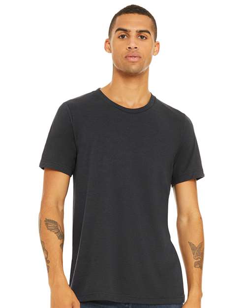 Custom Embroidered  BELLA + CANVAS Triblend Tee 3413 Solid Dark Grey Triblend