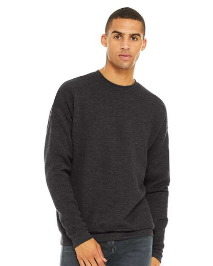 Custom Embroidered  BELLA + CANVAS Sponge Fleece Drop Shoulder Crewneck Sweatshirt 3945 Dark Grey Heather