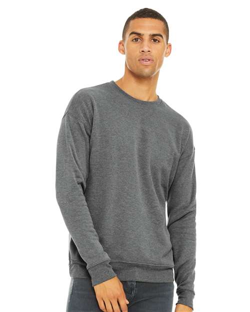 Custom Embroidered  BELLA + CANVAS Sponge Fleece Drop Shoulder Crewneck Sweatshirt 3945 Deep Heather